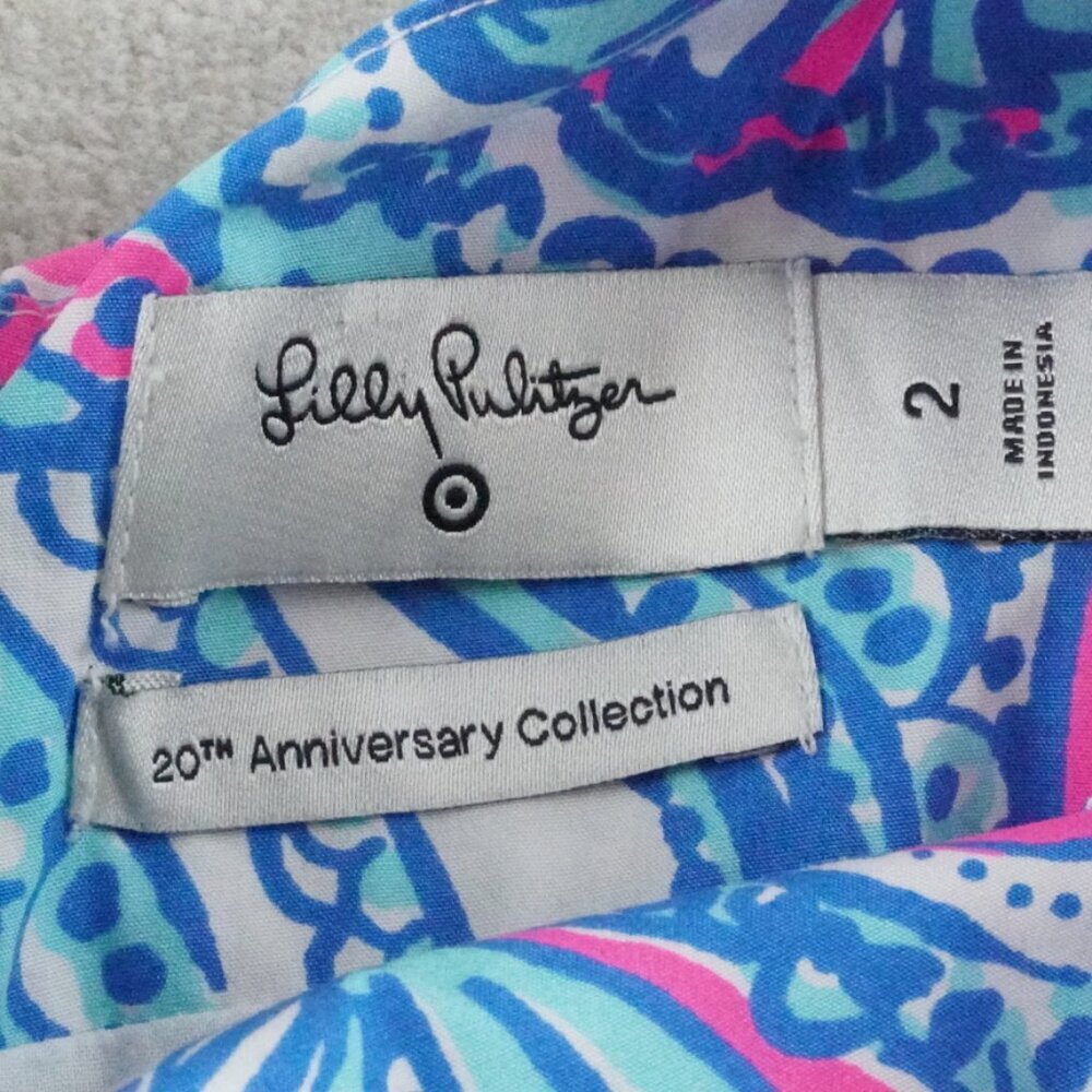 Lilly Pulitzer For Target My Fans Sleeveless Split Neck Shift Mini Dress Size 2 - Picture 5 of 13